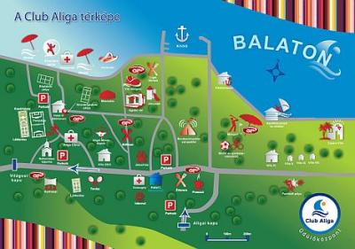 Pianta del Club Aliga a Balatonvilagos - club vacanze sulla riva del lago Balaton - ✔️ Club Aliga Hotel*** Balatonaliga - Balatonvilagos albergo a prezzi vantaggiosi al Lago Balaton
