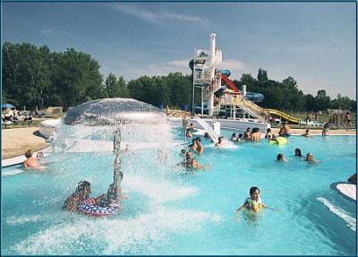 Buitenbad in de buurt van het 3-sterren Hotel Arany Griff in Papa, Hongarije - toegangskaart met grote korting voor gasten van het Hotel Arany Griff - ✔️ Hotel Arany Griff Papa - driesterren hotel in de buurt van het badcomplex Varkertfurdo (Slotparkbad) te Papa, Hongarije tegen actieprijzen