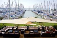 Panoramic view to Lake Balaton and the yacht port in Hotel Marina Port