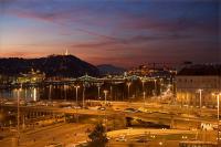 Panoramic view to the river Danube and Gellert hill from Hotel Ibis Styles Budapest City